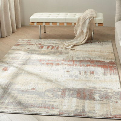 Grey Rust Abstract Modern Living Room Bedroom & Dining Room Rug-160cm X 221cm