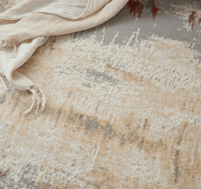 Grey Rust Abstract Modern Living Room Bedroom & Dining Room Rug-160cm X 221cm