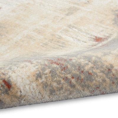 Grey Rust Abstract Modern Living Room Bedroom & Dining Room Rug-160cm X 221cm