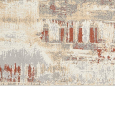 Grey Rust Abstract Modern Living Room Bedroom & Dining Room Rug-160cm X 221cm
