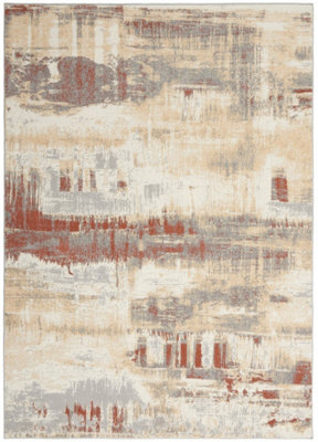 Grey Rust Abstract Modern Living Room Bedroom & Dining Room Rug-160cm X 221cm