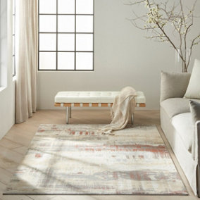 Grey Rust Abstract Modern Living Room Bedroom & Dining Room Rug-69 X 221cm (Runner)