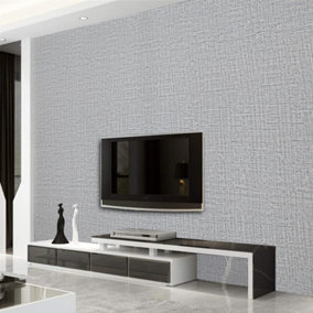 Grey Self Adhesive Plain Effect Wallpaper Sackcloth Effect PVC Wallpaper Roll 4.5m²