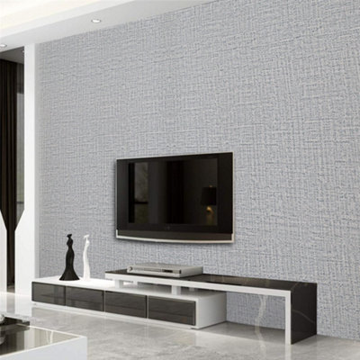 Grey Self Adhesive Plain Effect Wallpaper,Thick Vinyl Embossed Film Wallpaper Roll 4.5m²