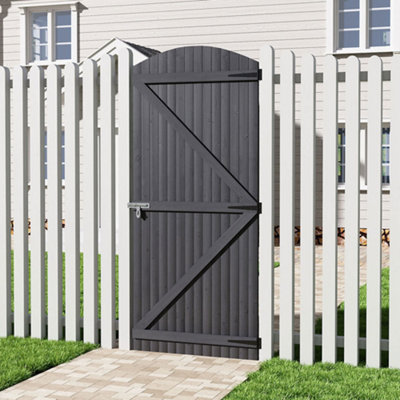 Grey Semi Braced Arch Top Freestanding Tomber Gate with Latch H 210cm x W 90cm