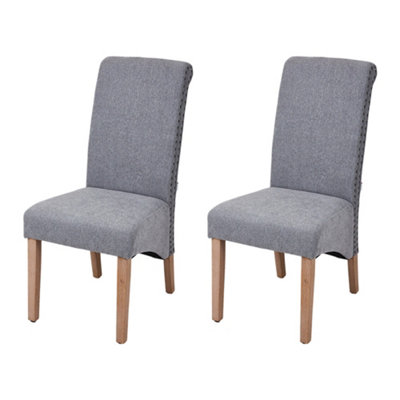 Grey Set of 2 Upholstered Dining Chairs 102cm(H)