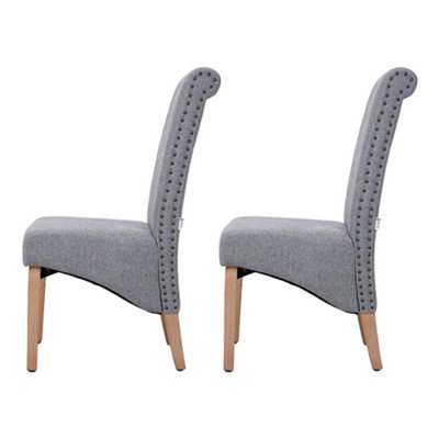 Grey Set of 2 Upholstered Dining Chairs 102cm(H)