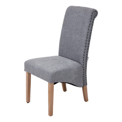 Grey Set of 2 Upholstered Dining Chairs 102cm(H)