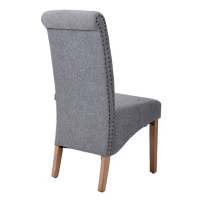 Grey Set of 2 Upholstered Dining Chairs 102cm(H)