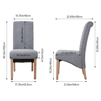 Grey Set of 2 Upholstered Dining Chairs 102cm(H)