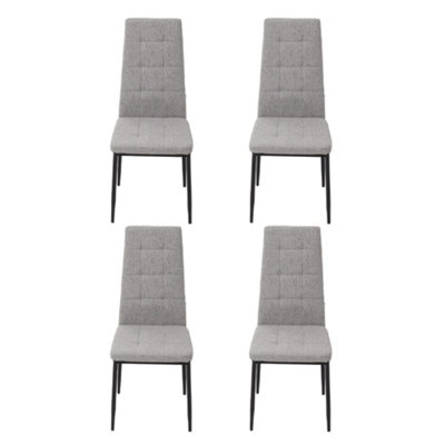 Grey Set of 4 Linen Upholstered Dining Chairs