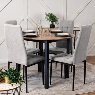 Grey Set of 4 Linen Upholstered Dining Chairs