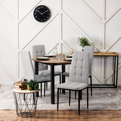 Grey Set of 4 Linen Upholstered Dining Chairs