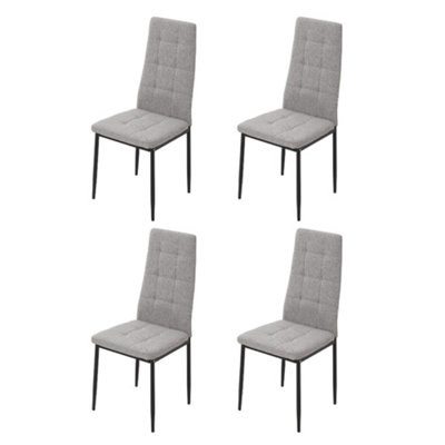 Grey Set of 4 Linen Upholstered Dining Chairs