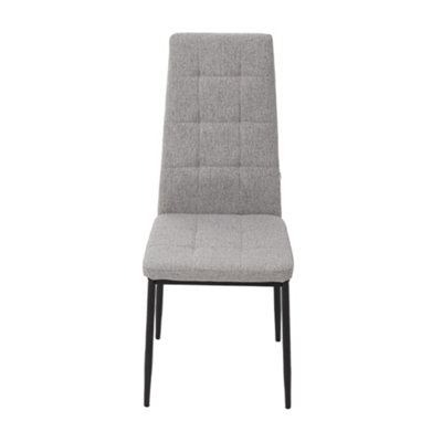 Grey Set of 4 Linen Upholstered Dining Chairs