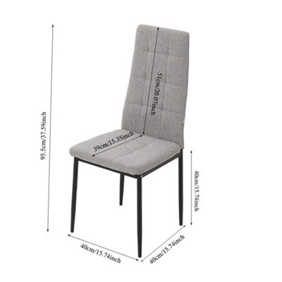 Grey Set of 4 Linen Upholstered Dining Chairs