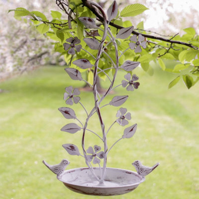 Grey Shabby Chic Hanging Outdoor Garden Decor Bird Feeder