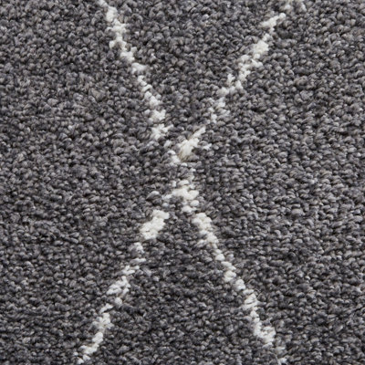 Grey Shaggy Kilim Moroccan Chequered Modern Rug for Living Room Bedroom and Dining Room-200cm X 290cm