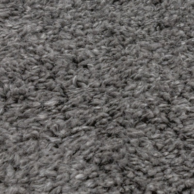 Grey Shaggy Modern Plain Machine Made Rug for Living Room Bedroom and Dining Room-160cm X 230cm