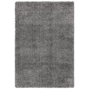 Grey Shaggy Modern Plain Machine Made Rug for Living Room Bedroom and Dining Room-80cm X 150cm