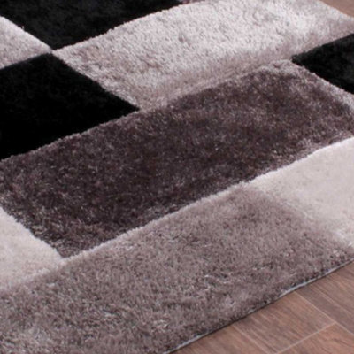 Grey Shaggy Modern Shaggy Sparkle Easy to clean Rug for Dining Room Bed Room and Living Room-160cm X 225cm