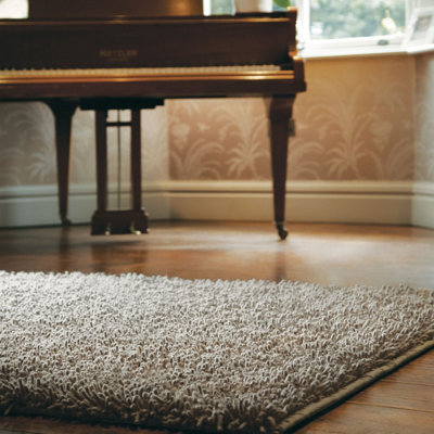 Grey Shaggy Wool Handmade , Luxurious , Plain , Shaggy Rug For Bedroom & Living Room-200cm X 300cm