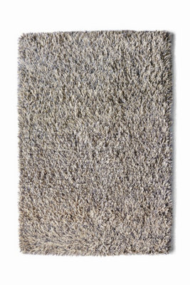 Grey Shaggy Wool Luxurious  Plain  Shaggy  Wool Hand Made Easy To Clean Rug For Dining Room Bedroom & Living Room-200cm X 300cm