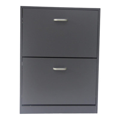 Grey SHOE 2 DRAWER STORAGE CUPBOARD DIY at B&Q