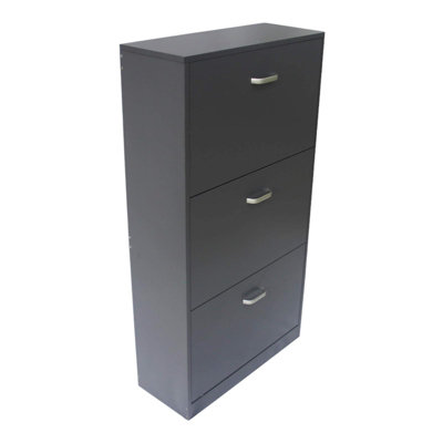 Grey SHOE 3 DRAWER STORAGE CUPBOARD DIY at B&Q