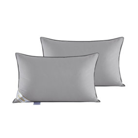 Grey Shredded Supersoft Goose Feather & Down Pillows x2