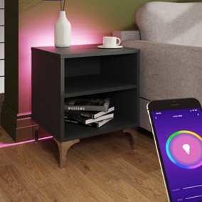 Grey side table with SMART features - Alexa and app controlled LED mood lighting