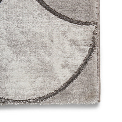Grey Silver Abstract Optical/ (3D) Easy to clean Rug for Bedroom & Living Room-120cm X 170cm