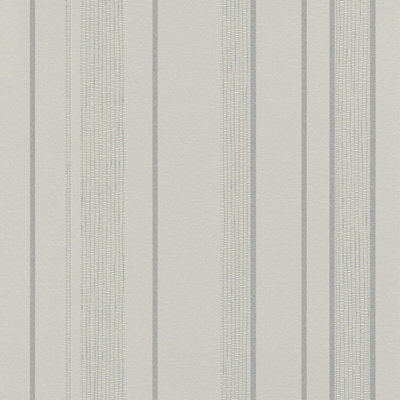 Grey Silver Stripe Wallpaper Metallic Glitter Shimmer Textured Non-Woven Vinyl