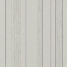 Grey Silver Stripe Wallpaper Metallic Glitter Shimmer Textured Non-Woven Vinyl