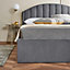 Grey Single Ottoman Bed With Curved Headboard & Wings