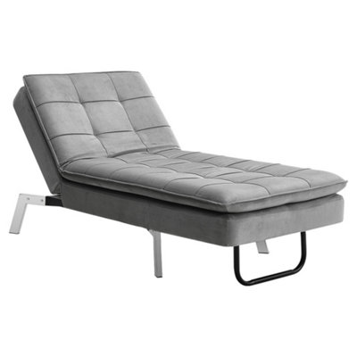 Grey Single Sofa Bed Fabric Upholstered Couch Recliner Chair Chaise Lounge