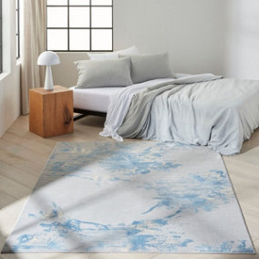 Grey Sky Abstract Modern Floral Rug Easy to clean Living Room Bedroom and Dining Room -160cm X 221cm