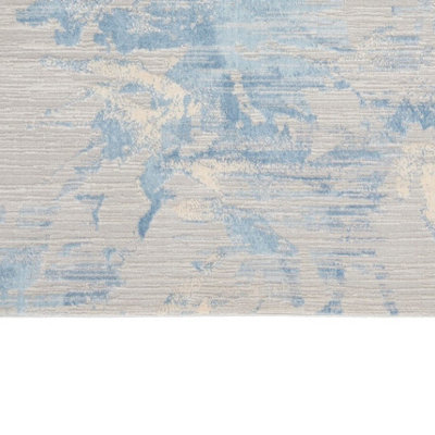 Grey Sky Abstract Modern Floral Rug Easy to clean Living Room Bedroom and Dining Room -69 X 221cm (Runner)