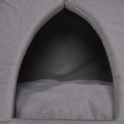 Grey Small Pet Dog Cat Bed Folding Dome Pod Puppy Kitten Igloo Cave Tent House - 3