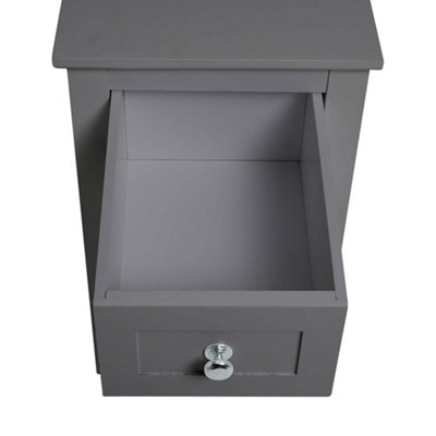 Grey Small Side Table with Drawer for Living Room
