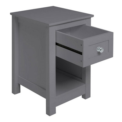 Grey Small Side Table with Drawer for Living Room
