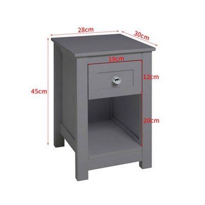 Grey Small Side Table with Drawer for Living Room