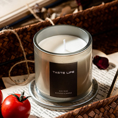 Grey Smokeless Soy Wax Scented Jar Candle Christmas Table Candle Lychee and White Tea 850g