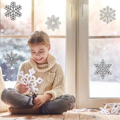 Grey Snowflake Window Stickers | DIY at B&Q