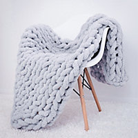 Grey Soft Chenille Blanket Throw Blankets for Bed 1500mm(L)