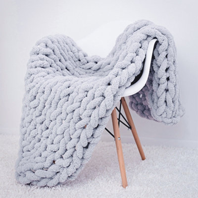 Grey Soft Chenille Blanket Throw Blankets for Bed 1500mm(L)