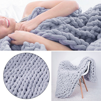 Grey Soft Chenille Blanket Throw Blankets for Bed 1500mm(L)
