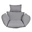 Grey Soft Fluffy Replacement Cotton Filled Egg Hanging Chair Cushion with Headrest and Armrests