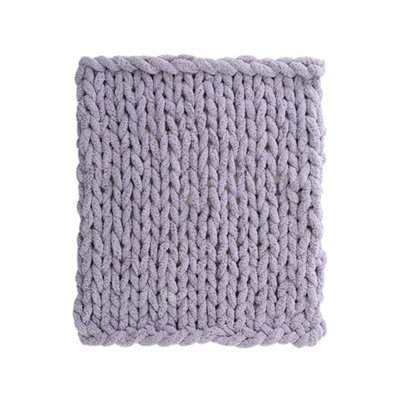 Grey Soft Handwoven Knitted Chenille Blanket for Couch and Bed 100cm L x 80cm W