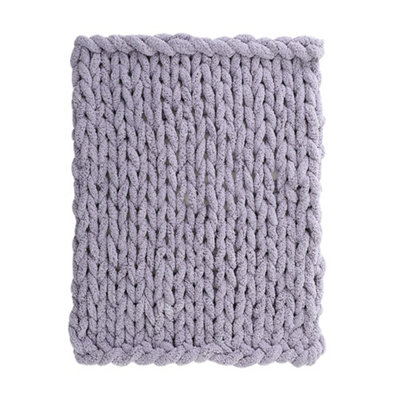 Grey Soft Handwoven Knitted Chenille Blanket for Couch and Bed 150cm L x 100cm W